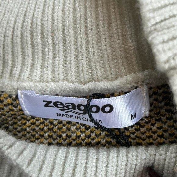 Viscose mock neck daisy flower knit sweater Medium New with tags - Picture 2 of 3